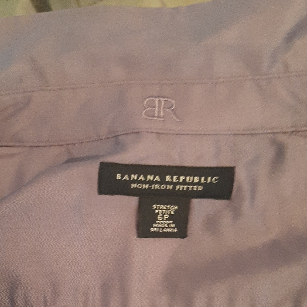 NWOT Banana🍌Republic SOFT Deep BLUE🗨NON-IRON FITTED🗨STRETCH Button Down SZ6P - Picture 6 of 9